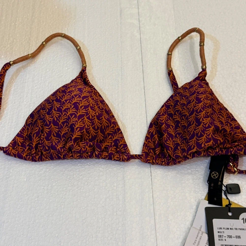 ViX Paula Hermanny Luri Plum Bikini Set S/XS Purple Orange Gold Hardware Brazil